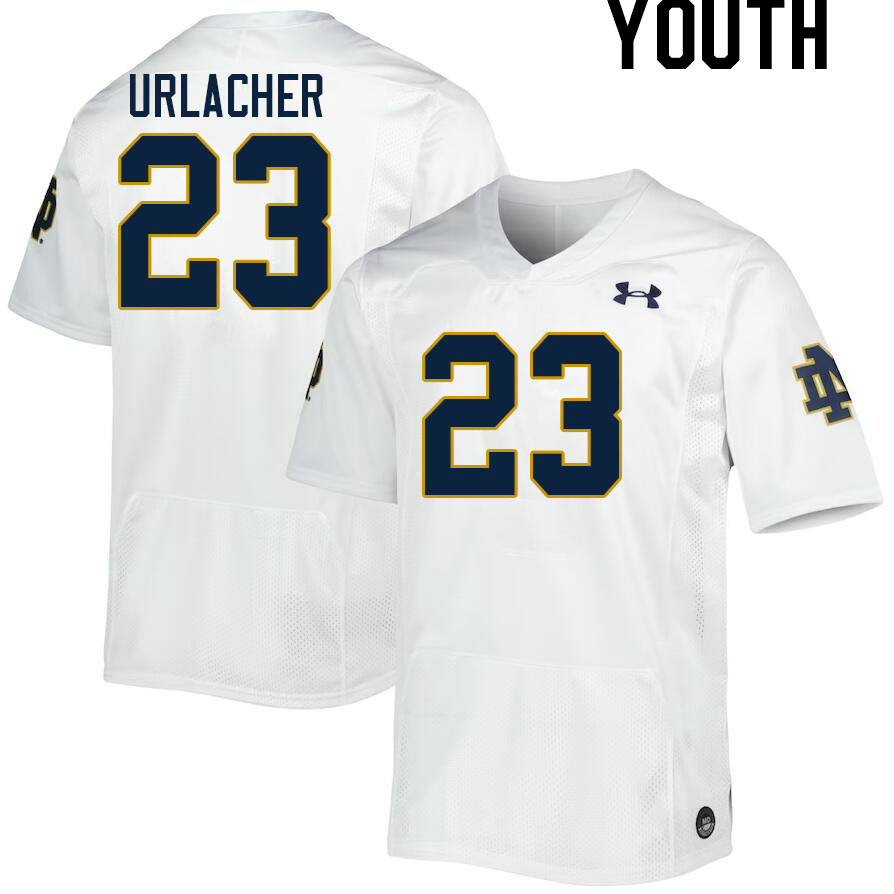 Youth #23 Kennedy Urlacher Notre Dame Fighting Irish College Football Jerseys Stitched-White